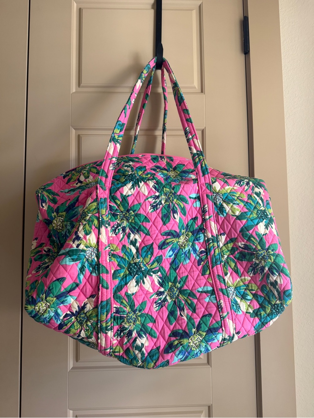 Vera Bradley Quilted Pink Floral Duffle Bag in Tropical Paradise